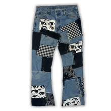 Load image into Gallery viewer, MADE TO ORDER &quot;BLACK AND BLUE&quot; Patchwork Jeans
