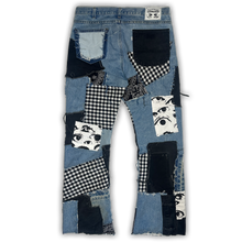 Load image into Gallery viewer, MADE TO ORDER &quot;BLACK AND BLUE&quot; Patchwork Jeans
