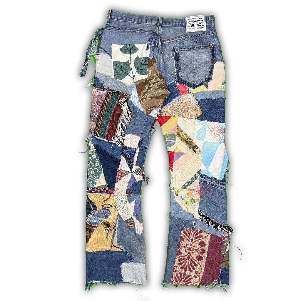 国内で当店のみ PCCVISION - 3MANON Washed Patchwork Jeans Distressed Patchwork Denim 34 x 34 – Vivid Visions Co.