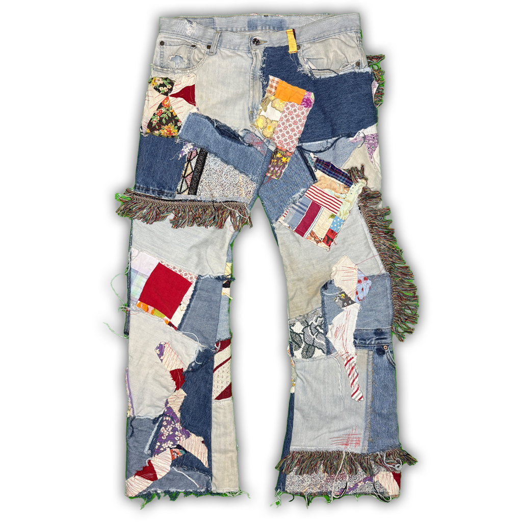 Distressed Patchwork Denim 34 x 34