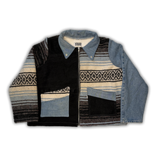 Load image into Gallery viewer, Denim Mexican Blanket Jacket L
