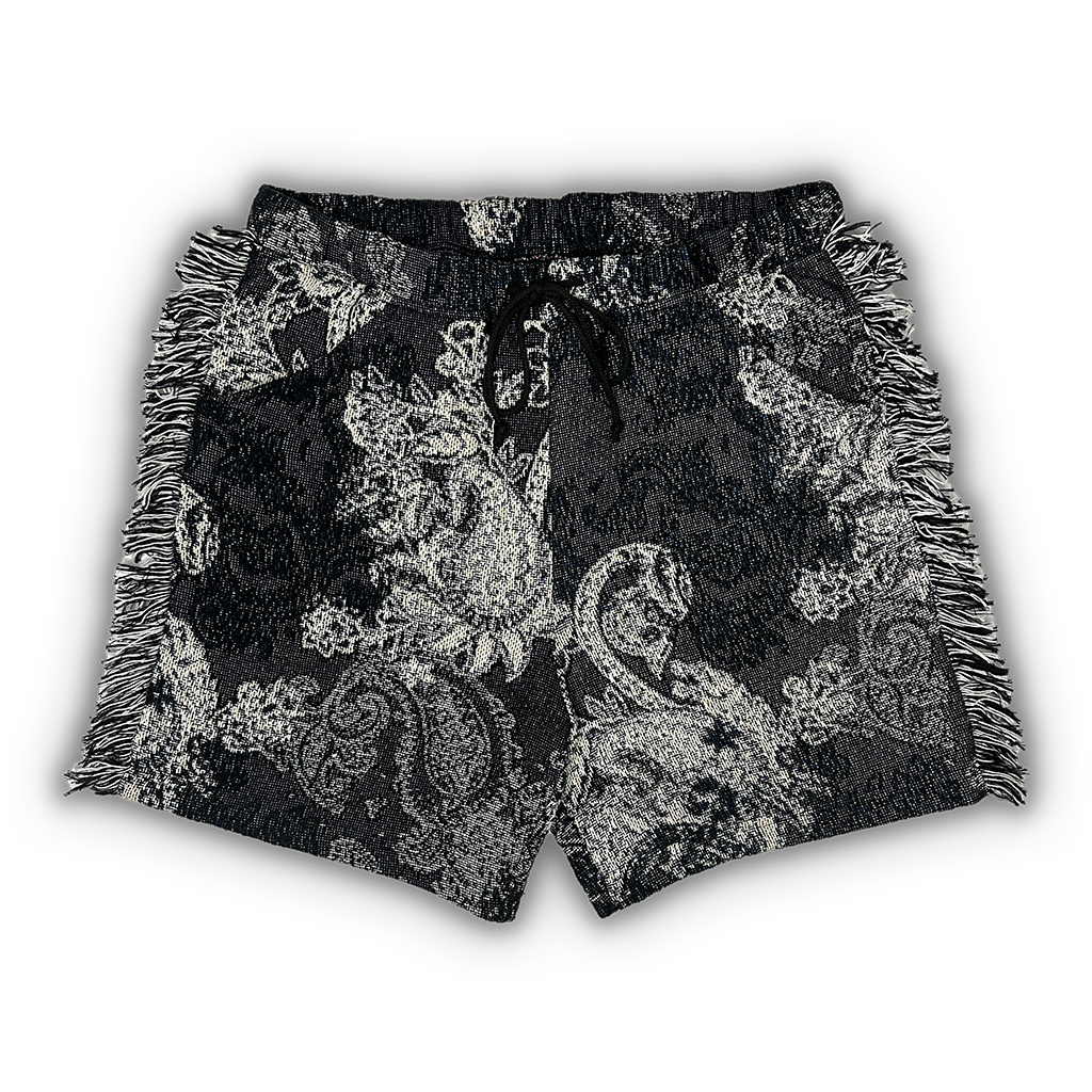 Gray Paisley Blanket Shorts